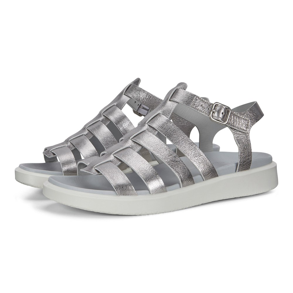 ECCO Womens Sandals Silver - Flowt Lx Flat - TLK-425713